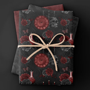 Feuille De Papier Cadeau Crimson magique Zodiac Rose de crâne gothique ro