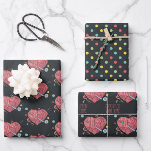 Feuille De Papier Cadeau Crochet de coeur Motif Crochetée Avec Amour