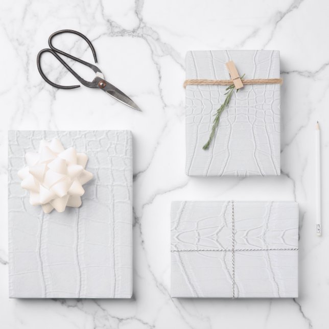 Feuille De Papier Cadeau Crocodile blanc - Impression (Recto)