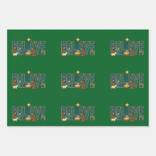 Feuille De Papier Cadeau Croire nativité 