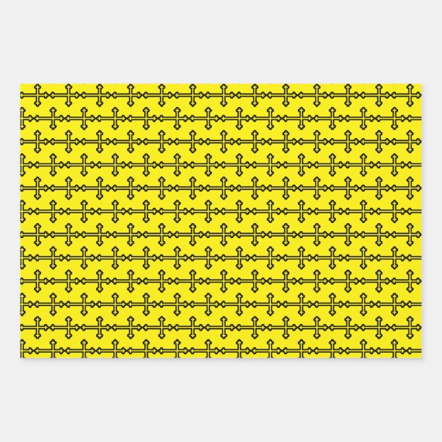 Feuille De Papier Cadeau Croix chrétienne noire (Devant)