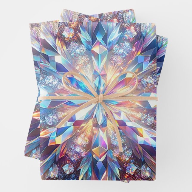 Feuille De Papier Cadeau Crystal Holographique audacieux et brillant (En situation)