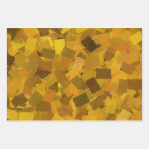 Feuille De Papier Cadeau Cubisme Abstrait Motif Brun Jaune Vert