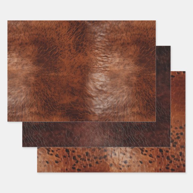 Feuille De Papier Cadeau Cuir Brown Faux (Lot)