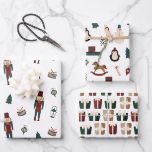 Feuille De Papier Cadeau Cuisines de Noël classiques rouges et vertes