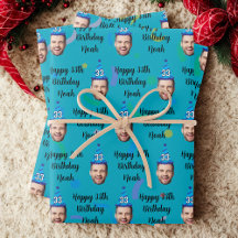 Custom Birthday Wrapping Paper, Blue