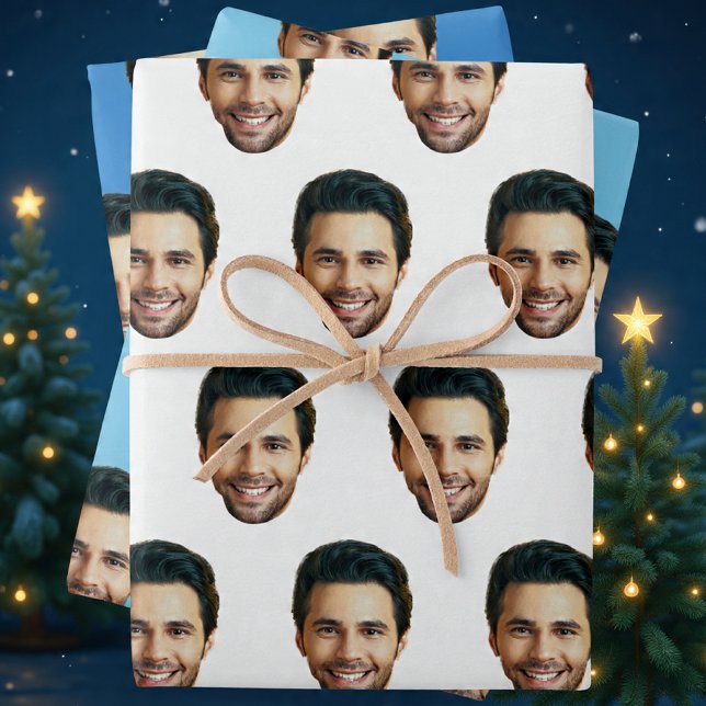 Feuille De Papier Cadeau Custom Face | Funny Custom Heads Photo Gift Wrap (Créateur téléchargé)