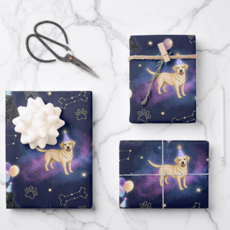 Feuille De Papier Cadeau custom Galaxy Labrador Retriever birthday 