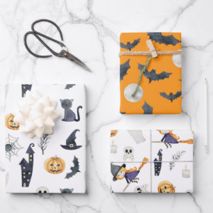 FEUILLE DE PAPIER CADEAU CUT ÉFFRAYANT HALLOWEET GHOSTS CITROUILLE BATS LUN