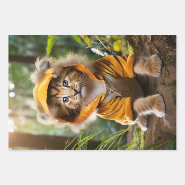 Feuille De Papier Cadeau Cute adorable chatons en costumes POSTERS (Devant)