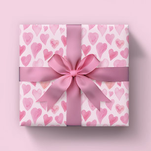 Feuille De Papier Cadeau Cute Aquarelle Coeur Valentines motif de la journé