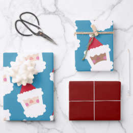 Feuille De Papier Cadeau Cute Assorted Santa and Black Stanta