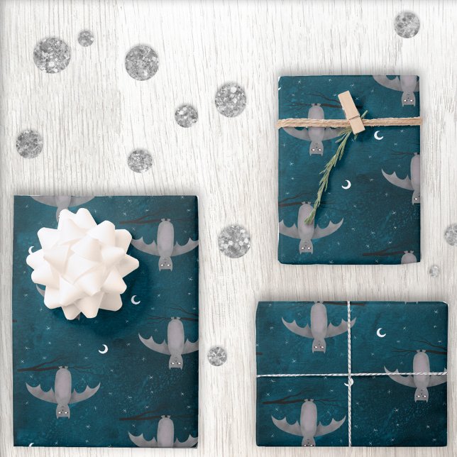 Feuille De Papier Cadeau Cute Bat Halloween (Créateur téléchargé)