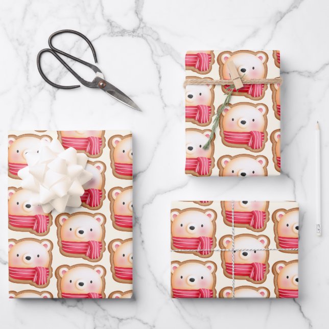 Feuille De Papier Cadeau Cute Bear Face (Recto)