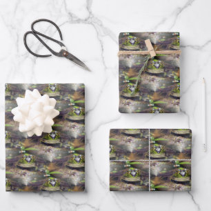 Feuille De Papier Cadeau Cute Bullfrog Visage Animal Nature Motif