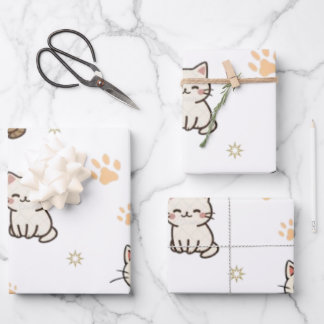 Feuille De Papier Cadeau Cute Cat's Paw Gift Wrap Sheets | Rim-Jhim Designs