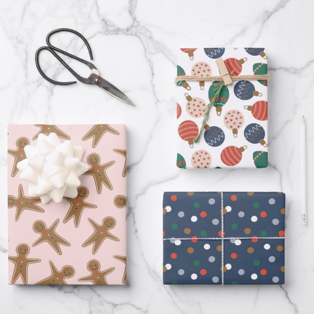 Feuille De Papier Cadeau Cute Christmas Gingerpain & Ornamiens Motif (Recto)