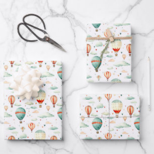 Feuille De Papier Cadeau Cute Circus Air Balloon Hearts Baby shower Nursery