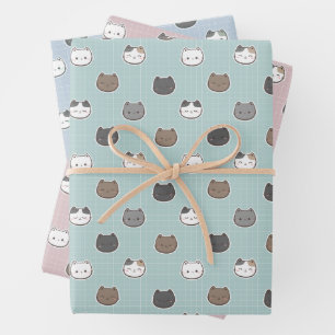 Feuille De Papier Cadeau Cute Coloré Chat Pastel Enveloppement couleur