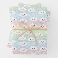Cute coloré Pastel Waves Kawaii Clouds Motif