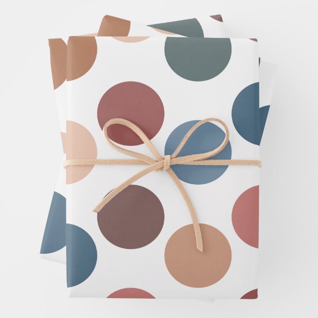 Feuille De Papier Cadeau Cute Earth Tones Polka Dots (En situation)