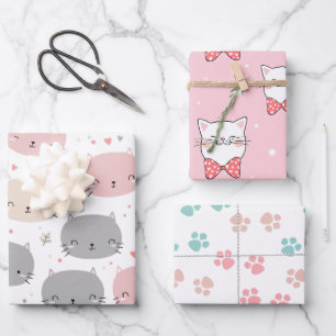 Feuille De Papier Cadeau Cute et drôle Amoureux des chats de chats à visage