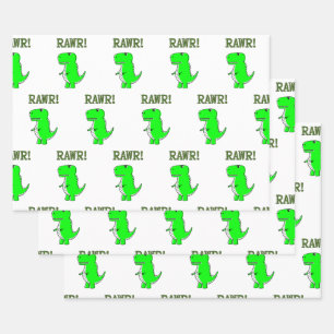 Feuille De Papier Cadeau Cute et en colère T-Rex Dino RAWR