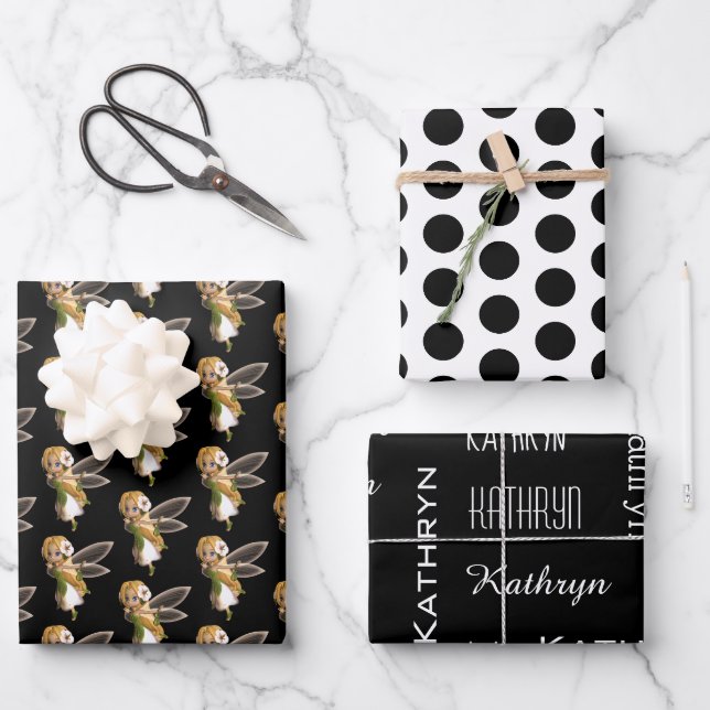 Feuille De Papier Cadeau Cute Fée Jardin (Recto)