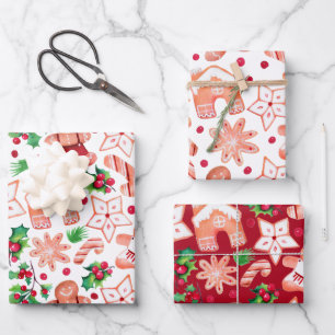 Feuille De Papier Cadeau Cute Festive pain d'épices biscuit Noël
