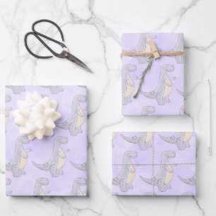 Feuille De Papier Cadeau Cute Gray Tyrannosaure Rex Dinosaur Toy