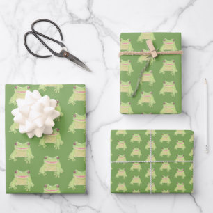 Feuille De Papier Cadeau Cute Green Tree Frog - 3x transsp motif.