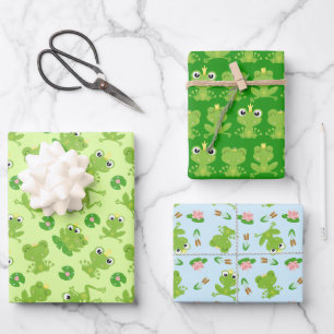 Feuille De Papier Cadeau Cute grenouille Motifs