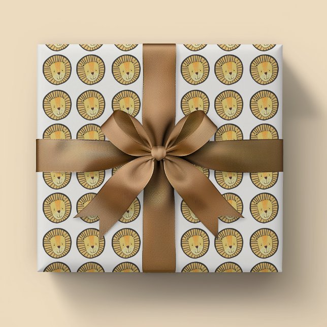 Feuille De Papier Cadeau Cute Kids Lion Jungle motif (Cute lion, wild cats wrapping paper sheets, ideal for kids birthday party & gifts)