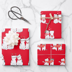 Feuille De Papier Cadeau Cute Kitty Couple