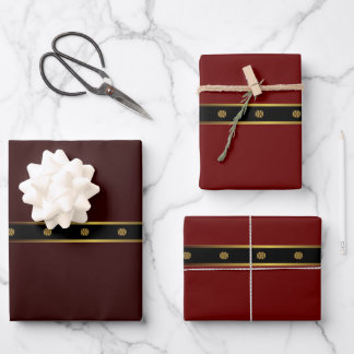 Feuille De Papier Cadeau Cute Minimaliste Bourgogne Noir Et Or Géométrique