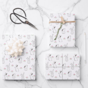 Feuille De Papier Cadeau Cute minimaliste Bunny de printemps esthétique