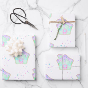 Feuille De Papier Cadeau Cute Mint Enfants Noël Gingpain Maison de vacances