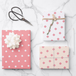 Feuille De Papier Cadeau Cute moderne Festive rose Lucky Motif de trèfle