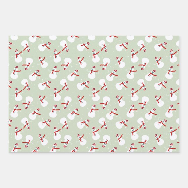 Feuille De Papier Cadeau Cute Motif Snowman  (Devant)