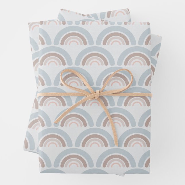 Feuille De Papier Cadeau Cute Muted Boho Kid's Pastel Rainbow (En situation)