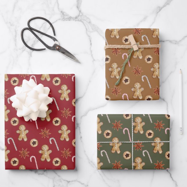 Feuille De Papier Cadeau Cute pain d'épices Motif Noël (Recto)
