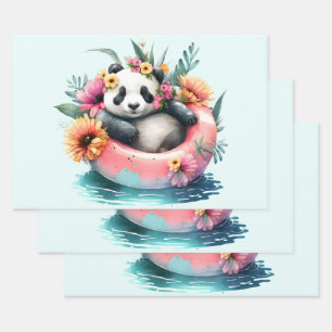 Feuille De Papier Cadeau Cute Panda Bear Chilling dans un tube intérieur
