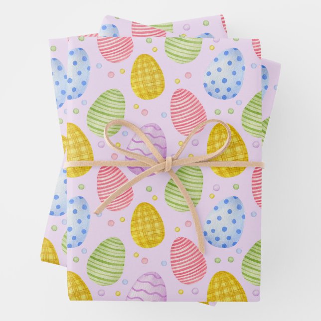 Feuille De Papier Cadeau Cute Pastel Couleur OEufs de Pâques (En situation)