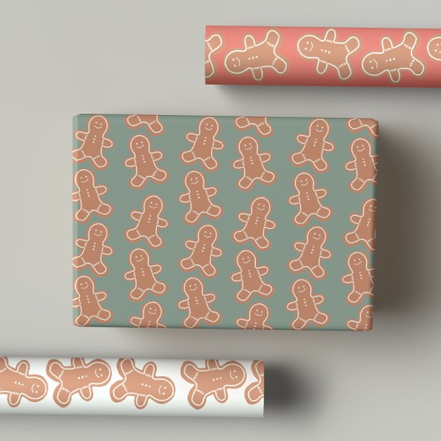 Feuille De Papier Cadeau Cute Pastel Gingerbread Man Christmas Cookies (Créateur téléchargé)