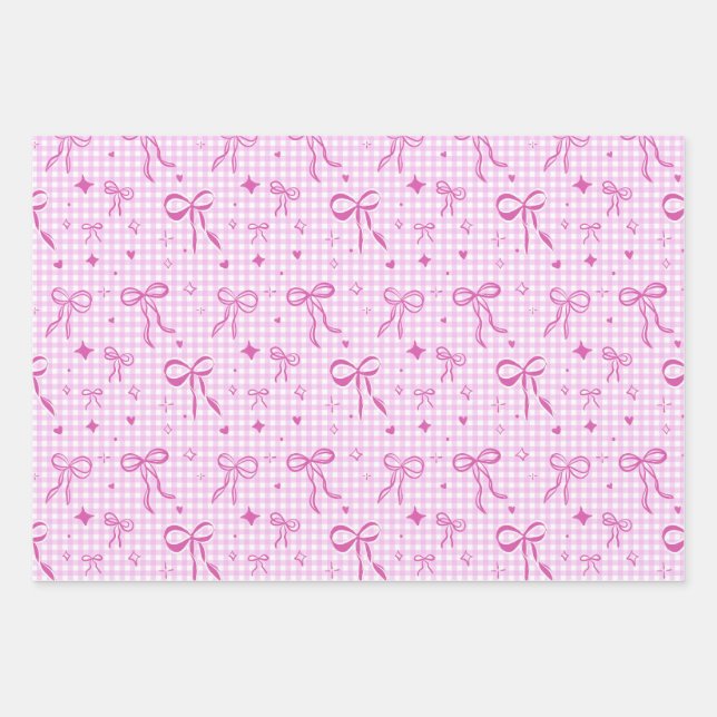 Feuille De Papier Cadeau Cute Pink Bow Wrapping Paper (Devant)