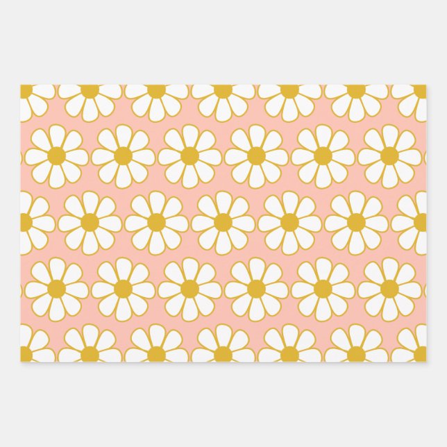 Feuille De Papier Cadeau Cute Retro Floral Motif (Devant)