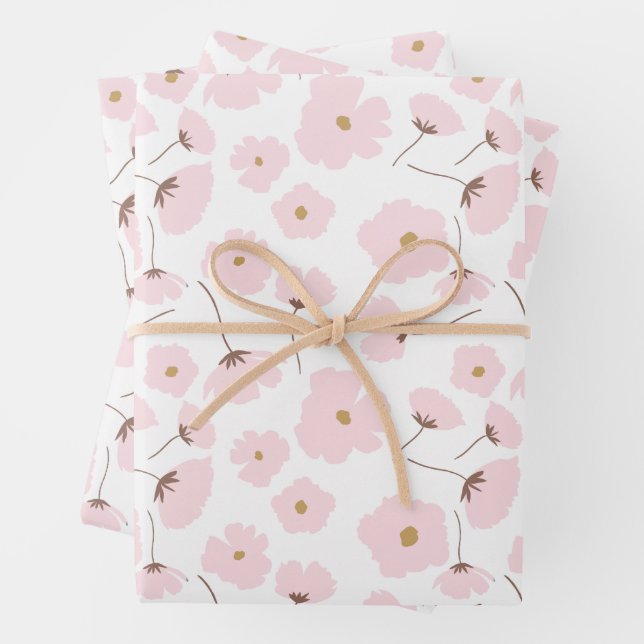 Feuille De Papier Cadeau Cute rose Pastel Daisy Floral (En situation)