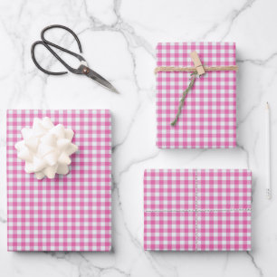 Feuille De Papier Cadeau Cute rose rétro En vichy Motif plat 