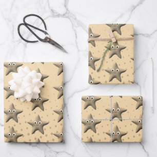 Feuille De Papier Cadeau Cute Sepia Starfish Motif