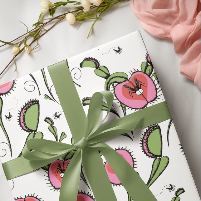 Feuille De Papier Cadeau Cute Valentine Carnivore Vénus Flytrap Plante (Créateur téléchargé)